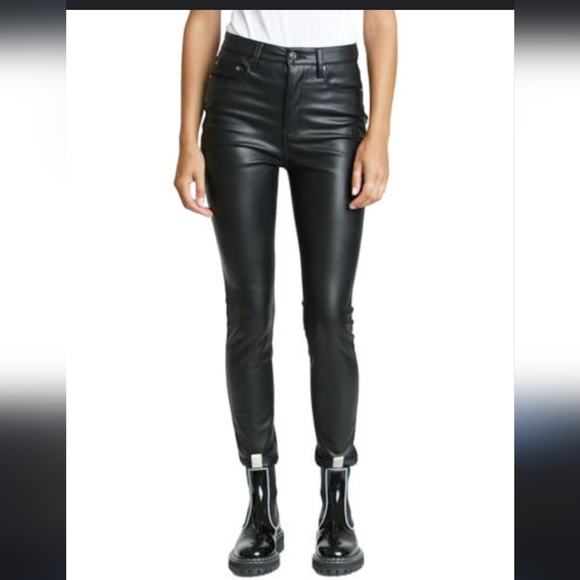 NEW Pistola ALine Vegan Leather Skinny Ankle Jeans Pants Black Revolve Holiday - Picture 6 of 16
